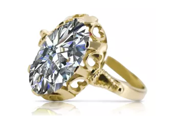 Zircon Or jaune 14 carats Anneau Artisanat vintage vrc134y